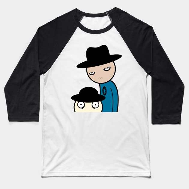 Funny Cartoon Cowboys Baseball T-Shirt by Drop23